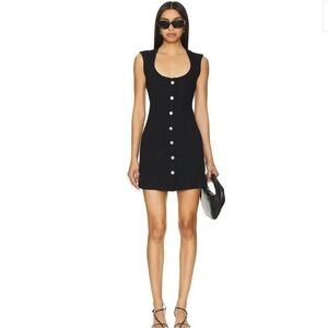Frame seamed denim scoop Black Sleeveless Button-Front Mini Dress revolve 0 NWT